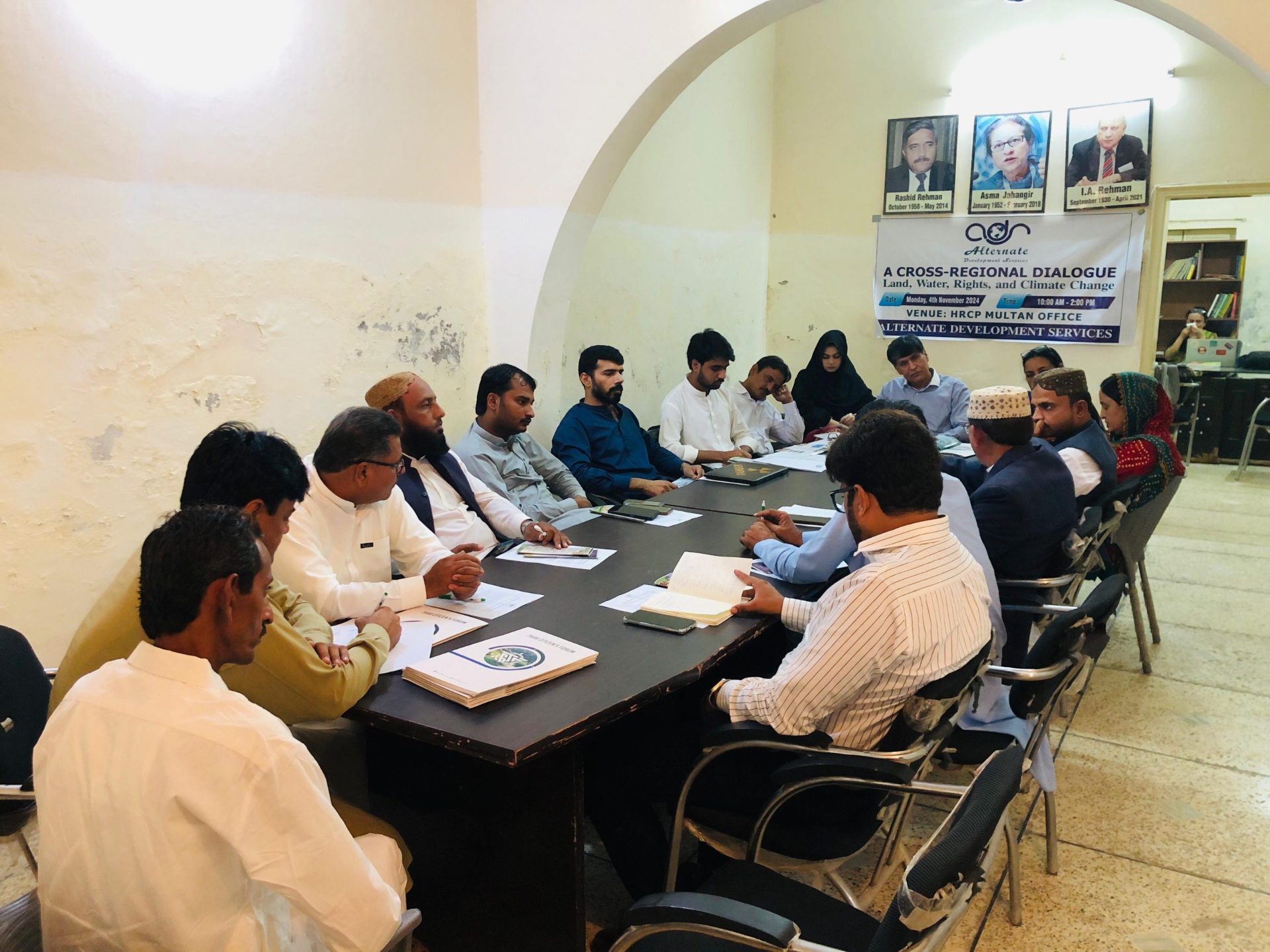 Inside the Cross-Regional Dialogue on Land, Water, Rights, and Climate Change at HRCP's Multan office.