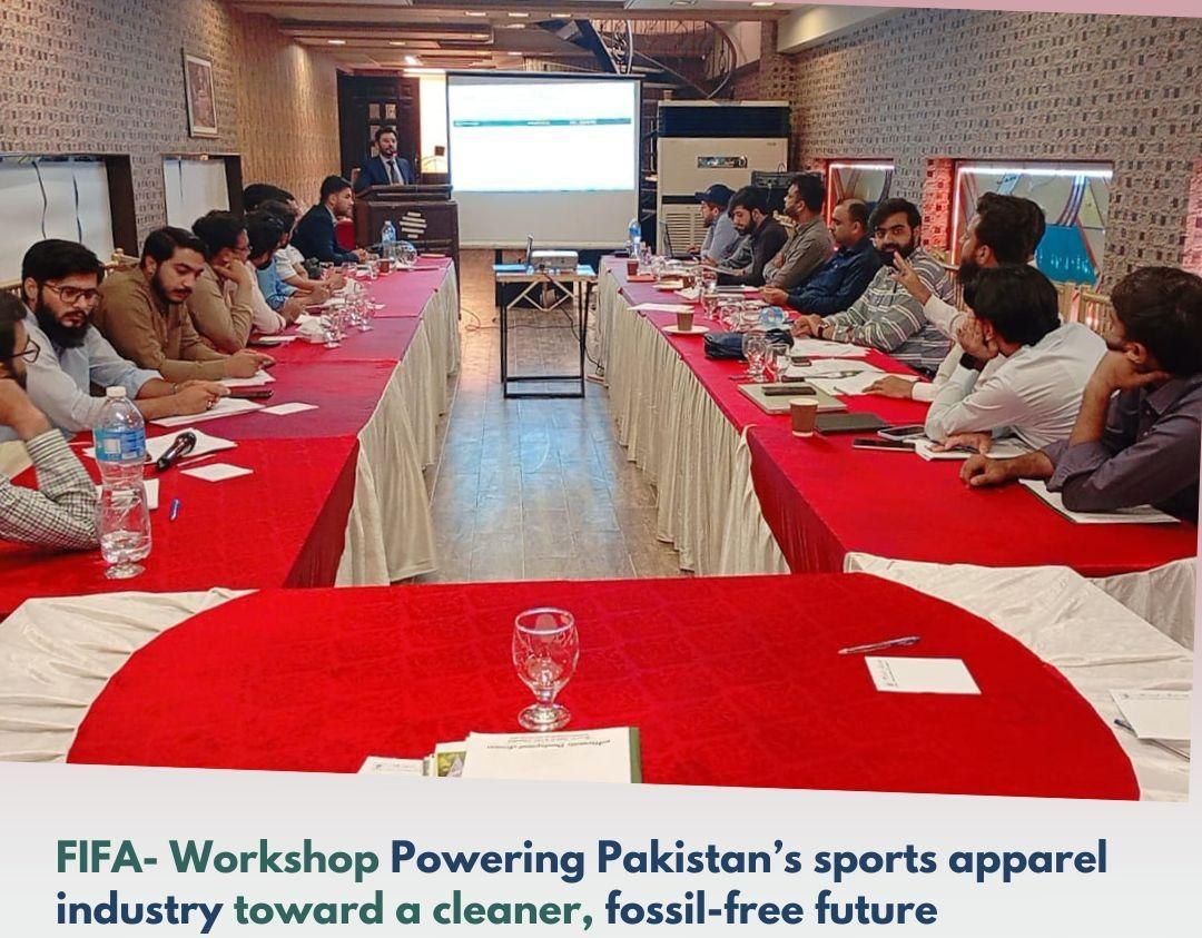Photo from the report: ADS's FIFA Program workshop, 'Fossil-Free Interventions for Apparel — Accelerating Renewable Energy Transition in Pakistan's Sports Apparel Sector,' 6-10 May 2025.