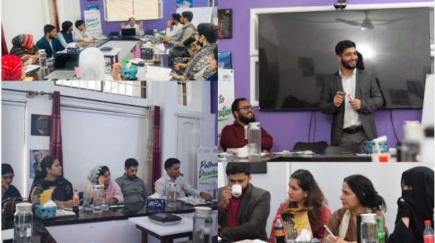 Photo collage from the training: group photo of participants and the organizing team at the training venue, along with moments from the working sessions.